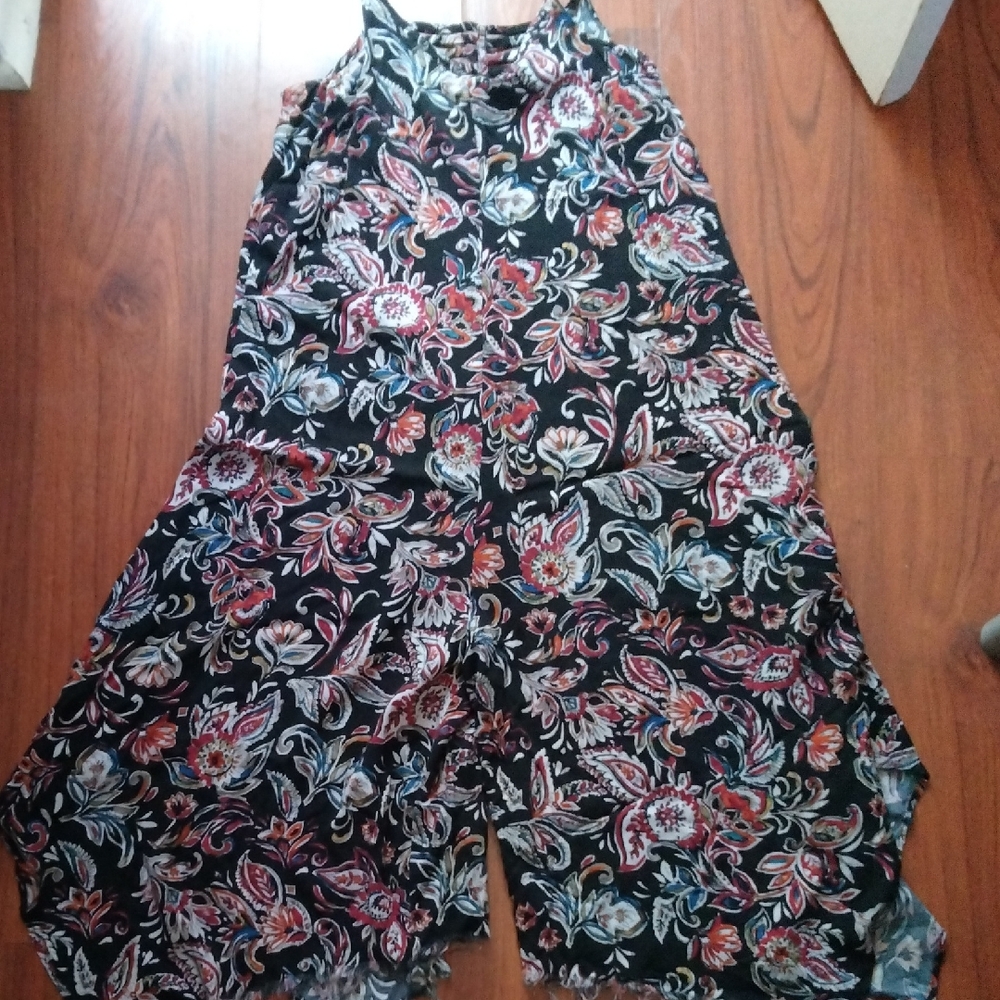 dressbarn Black Floral Jumpsuit